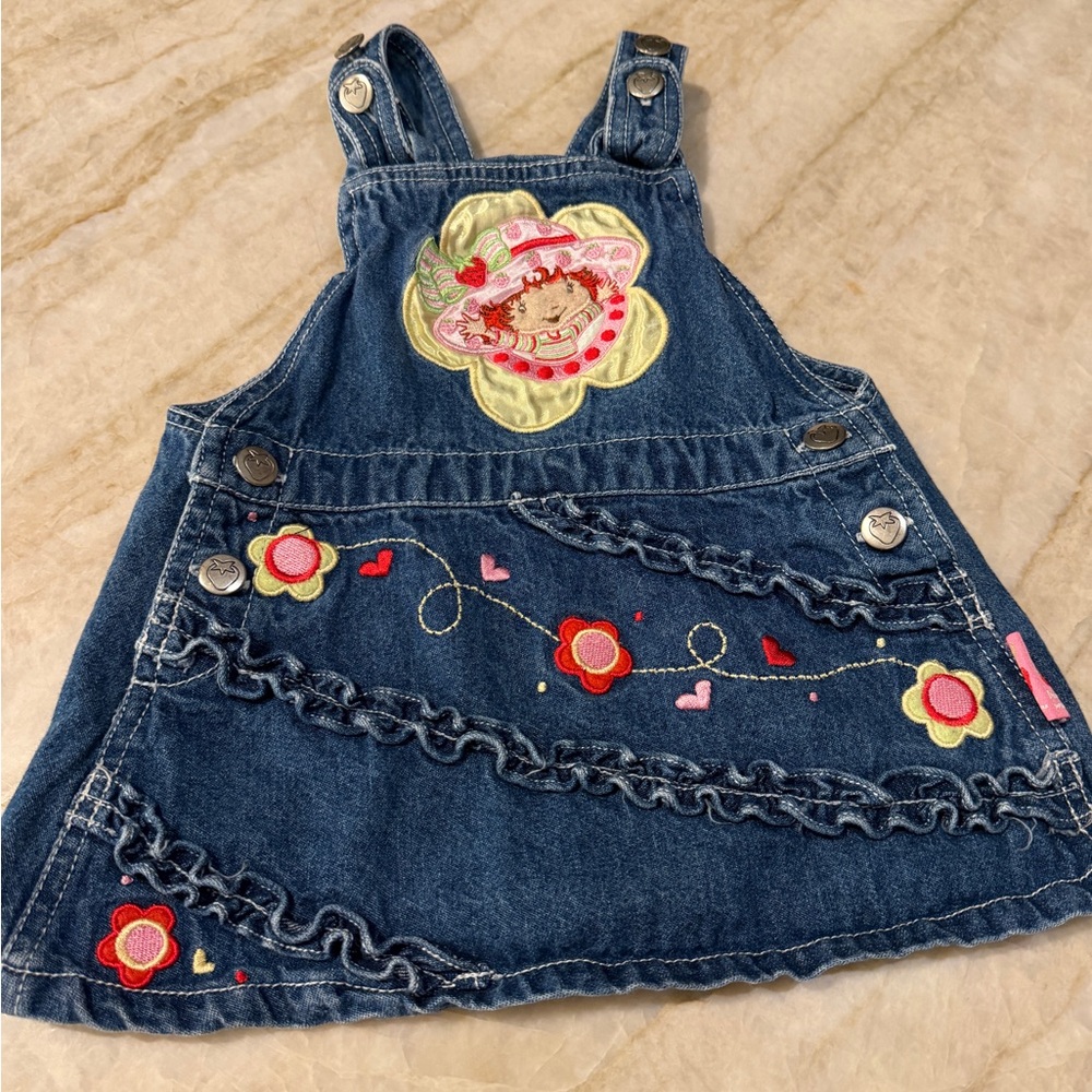 Vintage Strawberry Shortcake  Denim Dress Size 12 Months Y2k So Berry Sweet HTF